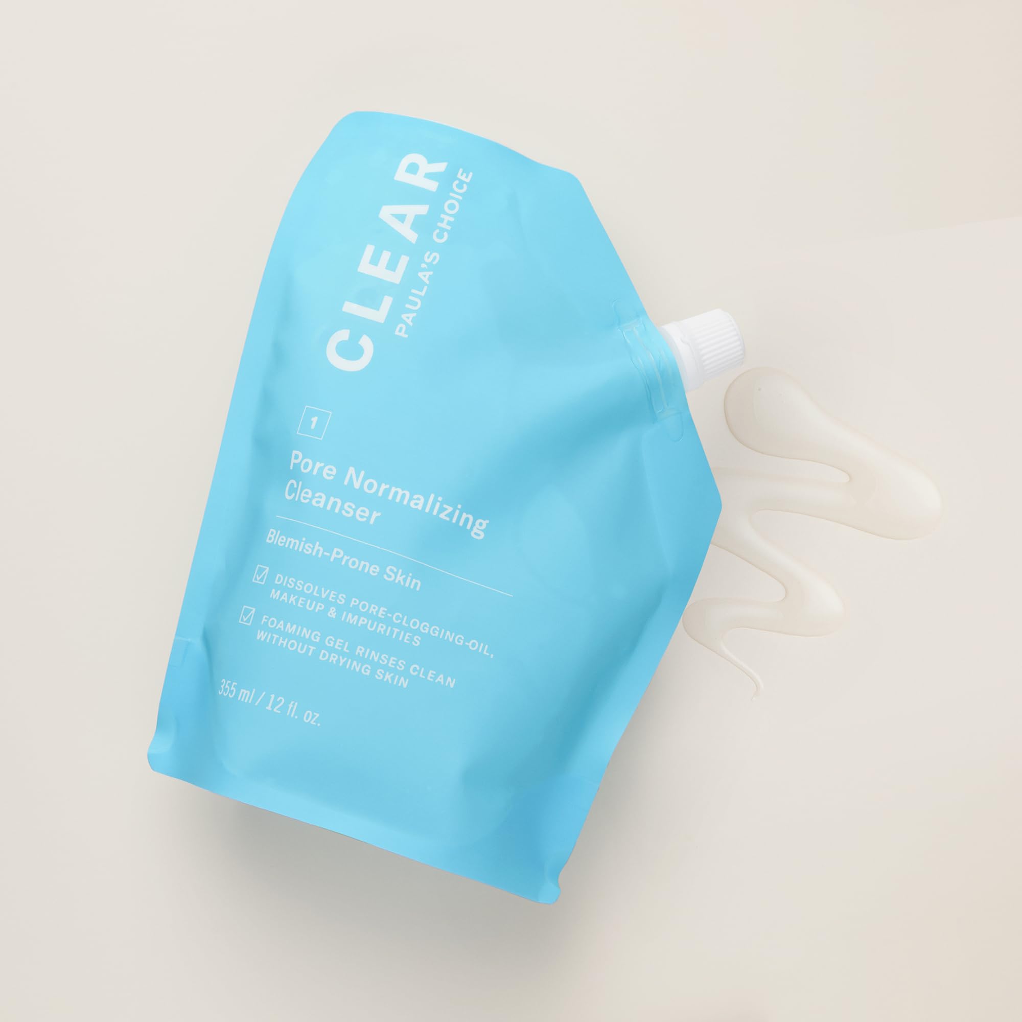 Paula's Choice CLEAR Pore Normalizing Cleanser Refill Pouch, Salicylic Acid Daily Face Wash for Acne, Blackheads, Large Pores & Redness, 12 Fl Oz